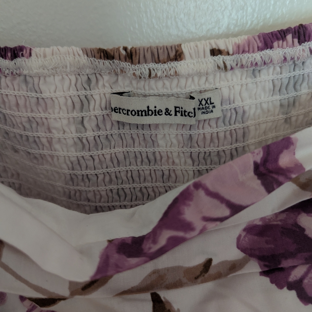 Abercrombie & Fitch Cream Midi Dress with Purple Floral Print - Picture 5 of 6